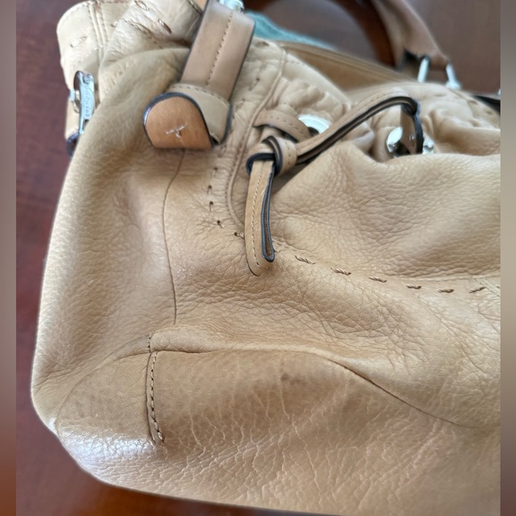 B. Makowsky Drawstring Hobo Leather Satchel Bag - Picture 10 of 13
